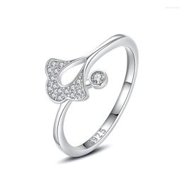 Cluster Rings CYJ European Clear CZ Ginkgo Leaf S925 Sterling Silver Finger Ring For Women Birthday Party Wedding Gift Jewellery