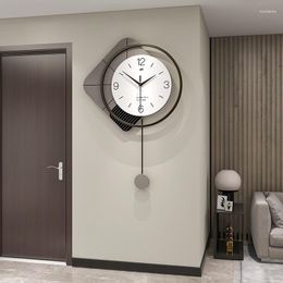 Wall Clocks Creative Geometric Figure Automatic Swing Decorative Clock Minimalist Living Room Silent Sweep Seconds Quartz Watch