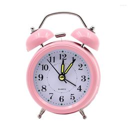 Table Clocks 4 Inch Metal Round Alarm Clock Silent Desk Digital With Backlight Double Bell Home Decor Kid Gifts