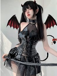 Themenkostüm dunkle Hexen hohlärmelnde Weihnachtskostüme Dämon Game Kleid Verband sexy Dessous Uniform Halloween für Frauen 230901