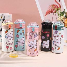 Cups Dishes Utensils Cute Thermal Water Bottle With Straw for Kids Children Stainless Steel Bearshaped Thermos Insulated Travel Mug Cup 500ml x0904