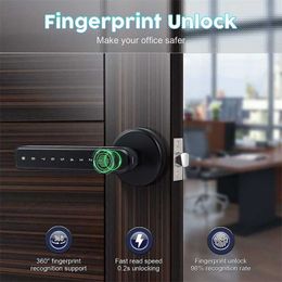 Door Locks Fingerprint Smart Door Lock Door Knob with Keypad Keyless Entry Door Lock with Handle for Home Hotel Office Apartment HKD230903