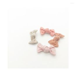 Hair Accessories 2Pcs/Set Bow Sweet Girls Clips Baby Handmade Ribbed Headwear Kids