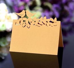 Other Event Party Supplies 2550100pcs Table Card 3D Bird Laser Hollow Wedding Anniversary Celebration Commemorative Decoration 230901