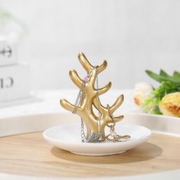 Decorative Figurines Coral Ring Holder Jewellery Tray Tree For Display Bracelet Necklace Organiser Stand Storage Dish Home Decor