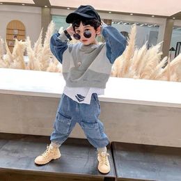 Clothing Sets 2-8 Yrs Baby Boys Fashion Clothing Sets Spring Autumn Children's Denim Korean Style Suit for Kids Two-piece Toppant Set 230904