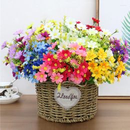 Decorative Flowers 1 Bouquet 28 Heads Silk Artificial Daisy Flower For Wedding Decoration Fake Home Room Table Decor