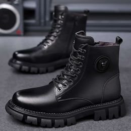 Angel High Quality Genuine Leather Casual High Top Fashion Thick Sole Martin Boots men Women Outdoor Sports Running Sneakers Casual Shoe