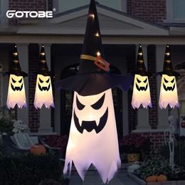 Other Event Party Supplies Halloween LED Flashing Light Hanging Ghost Dress Up Glowing Wizard Hat Lamp Horror Props Home Bar Decoration 230901