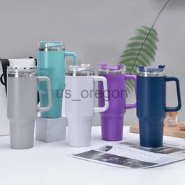 Thermoses 40oz Mug With Handle Cafe Insulated Tumbler Straw Stainless Steel Coffee Termos Cup InCar Vacuum Flasks Portable Water Bottle x0904