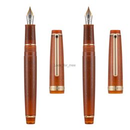 Fountain Pens 2 PCS Jinhao 82 Resin Fountain Pen EF F Nibs Writing Set with Ink Converter Transparent Coffee Flrorescent with Golden Clip HKD230904