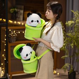 Plush Dolls 2 in 1 Cute Bamboo Tube Panda Plush Toys Kawaii Stuffed Animal Panda Plushie Super Soft Hugging Pillow Birthday Gift for Kids 230904