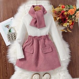 Clothing Sets Ins Girls' Suit Spring And Autumn 2023 Online Striped Shirt Casual Skirt Big Children's