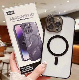 High End Magnetic Case With Camera Lens Film Protector For iPhone 15 15Plus 15Pro Max 14 Plus 13 12 11 Pro Max With Retail Box Package 5 Colours