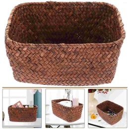 Dinnerware Sets Sundries Organiser Decorate Weave Basket Storage Container Seaweed Household Holders Desktop Woven Office