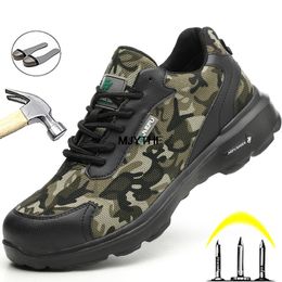 Boots Camouflage Indestructible Shoes Anti Puncture Safety Male Steel Toe Work Sneakers Combat Military 230901