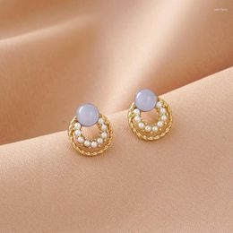 Stud Earrings VENTFILLE 925 Sterling Silver Needle Simple Personality Pearl Feminine Temperament All-match Exquisite Jewellery