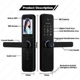Door Locks Tuya Wifi Digital Electronic visual Biometric Smart Fingerprint Door Lock With Camera intelligence Card Password Key door view HKD230903