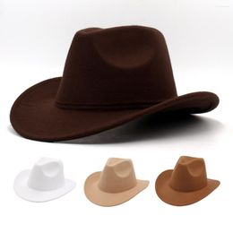Berets Western Simple Monochrome Cowboy Hat Grassland Solid Cowgirl Country Classic Jazz Women Felt Hats Bumpy Knight For Men