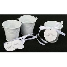 100pcs lot White Mini bucket favors tins wedding favors tin pails tin candy box favors tins175Y