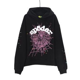 Pink spider hoodies 555 Mens Red and Black Sweater Lettering Top Quality New spider hoodies for men Designer Women Winter Fashion Sweatshirts 555 spider hoodie 18NR
