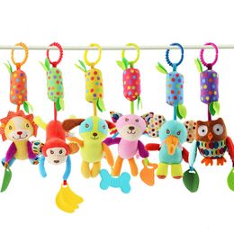 Rattles Mobiles Baby Toy Plush Bed Hanging Pendant Cute Cartoon Animal Wind Chime Stroller Teether For born Gifts 230901