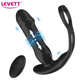 Vibrators Male Telescopic Prostate Massager Anal Vibrator Wireless Thrusting Plug Anus Penis Rings Buttplug Sex Toys For Men 230904
