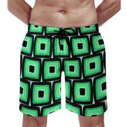 Men's Shorts Retro Mod Print Board Squares Hawaii Beach Short Pants Male Design Sports Fitness Quick Dry Trunks Birthday Present