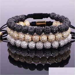 Charm Bracelets Luxury Men Jewellery Bracelet Cz Micro Pave Ball Beads Woven Custom For Women Gift Valentines Day Holiday Christmas Drop Dhyip