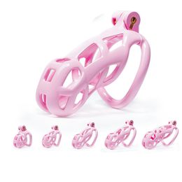Vibrators Lightweight Pink Male Chastity Cage With 4 Ring Small Device Lock Belt 230904