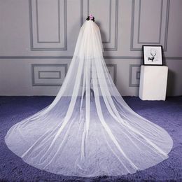 Handmade 2-Tier Face Cover Wedding Veil Cut Edge 2-Layer Romantic Long Bridal Veil Cathedral Length 3 Metres Soft Tulle For Bride 2465