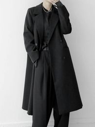 Women's Trench Coats Coat For Women 2023 Spring Autumn Black Lapel Double Row Button Long Blazer Windbreaker And Jackets Clothing