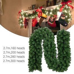 Christmas Decorations 2.7M Christmas Artificial Green Garland Wreath Xmas Home Party Christmas Decoration Pine Tree Rattan Hanging Ornament 230904