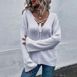 Women's Sweaters V Neck Tunic Tops Long Sleeve Casual Loose Fit Knit Pullover Sweater