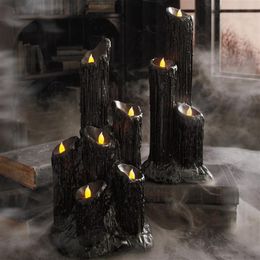 Other Event Party Supplies Halloween Candlestick Melting Candle Cluster Melting Black Lava Candle Holder with 3 Candle Light Resin Halloween Party Decor 230904