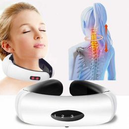 Massaging Neck Pillowws Electric Pulse Back and Neck Massager Far Infrared Heating Pain Relief Health Care Relaxation Tool 230904