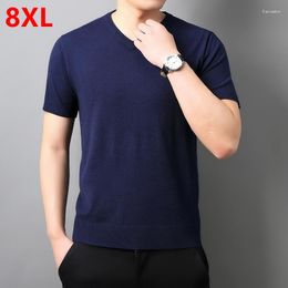 Men's Sweaters Big Size Short-sleeved Sweater Shirt Knitted Jumper Bottoming Thin Male Pullover Men 7XL 6XL