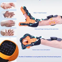 Hand Grips Portable Rehabilitation Robot Glove For Stroke Hemiplegia Each Finger Sleeve Has Its Own Sensor Add Low Frequency Qulse Massage 230904