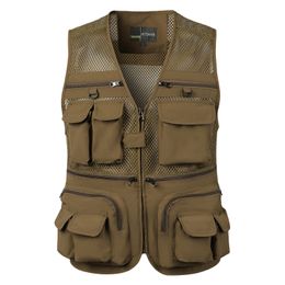 Men's Vests Men's Vest Tactical Webbed Gear Coat Summer Pographer Waistcoat Tool Many Pocket Mesh Work Sleeveless Jacket Male 230904