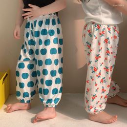 Trousers Child Floral Pants Summer Loose Sunscreen Versatile Anti Mosquito Girls Design Thin Printed Mid-high Waist