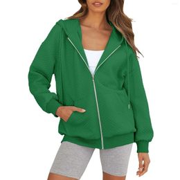 Women's Hoodies Solid Colour Long Sleeved Zippered Three Hooded Sweater Hoodie With Strings Tunic