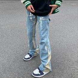 Men's Jeans GODLIKEU Colour Block Painted Streetwear Men Loose Casual Denim Trousers Hip Hop Harajuku Desinger Pants344z
