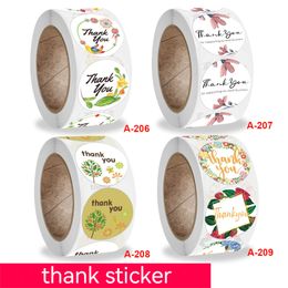 500pcs Flower Thank You Adhesive Printed Roll Stickers Colorful Gifts and Crafts Deocration Roll Packing Labels