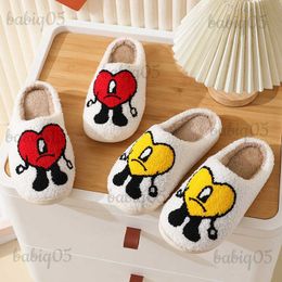 Slippers Bad Bunny Fluffy Slippers Women Warm Closed Plush Cotton Face Slippers 2023 Home Indoor Men Slides Shoes Winter Autumn babiq05