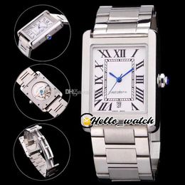 31mm Watches 5200028 Extra Large A2813 Automatic Mens Watch White Dial Black Roma Blue Hands Stainless Steel Bracelet Hello Watch281S