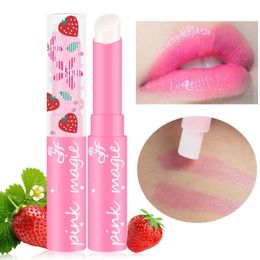Lip Balm Natural Strawberry Essence Moisturizing Lipstick Temperature Changed Color Lip Balm Long Lasting Nourishing Lip Stick Cosmetics 230904