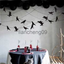 Party Decoration Halloween Black Flying Bird Crow Banner Horror Ghost Festival Party Garlands Happy Halloween Day Decor For Home 2023 x0905