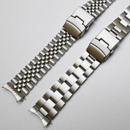 Watch Bands Stainless Steel Watchband Curved End Watch Band Strap SKX009 20mm 22mm Wrist Belt Bracelet Silver Black 230905