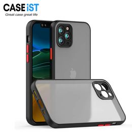 CASEiST Luxury Translucent Matte Cell Phone Cases Colours Mobile TPU+PC Hard Shockproof Armour Cover for iPhone 15 14 13 12 11 Pro MAX Plus Mini XR XS 8 7 Samsung S23 22 Ultra