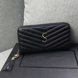 Lüks yumuşak deri fermuar cüzdan kadın tasarımcısı uzun iş çantası klasik gerçek deri kredi kimlik kartları tutucu büyük kapasiteli para çantası el çantası beş renk